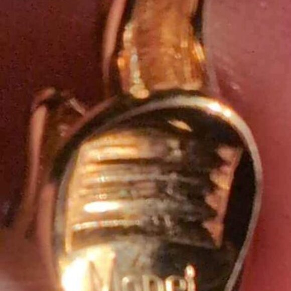 Vintage-1970's MONET Friction Clip Bold Gold Tone Clip Earrings Blue#46 - Picture 5 of 7